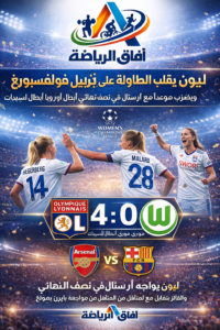 ليون يقلب الطاولة على فولفسبورغ برباعية نارية ويضرب موعدًا مع أرسنال في نصف نهائي أبطال أوروبا للسيدات