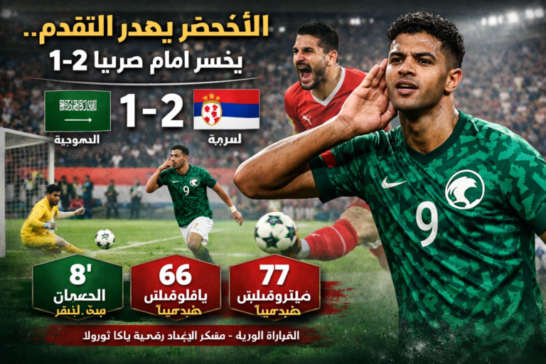 الأخضر يخسر أمام صربيا 2-1