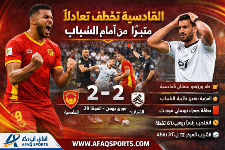 القادسية والشباب يتعادلان في مباراة مثيرة