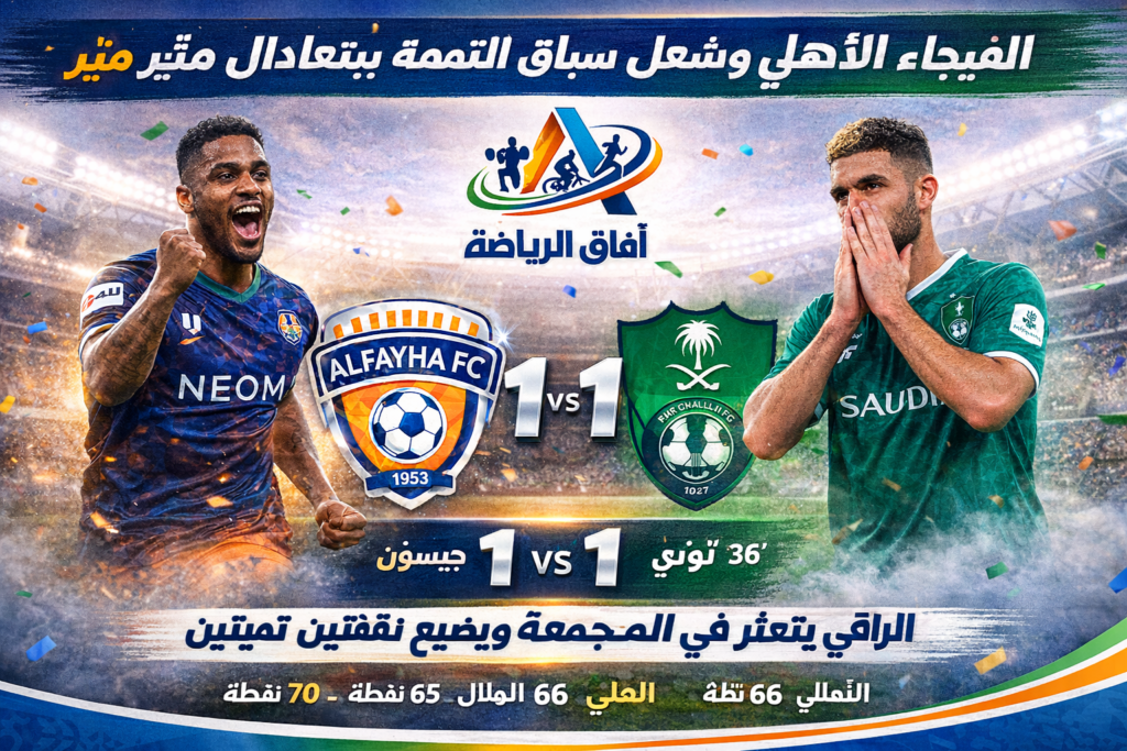 الفيحاء يعرقل الأهلي ويشعل سباق القمة بتعادل مثير