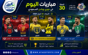 مباريات الأربعاء في دوري روشن السعودي النصر والأهلي والتعاون والاتحاد والرياض والقادسية