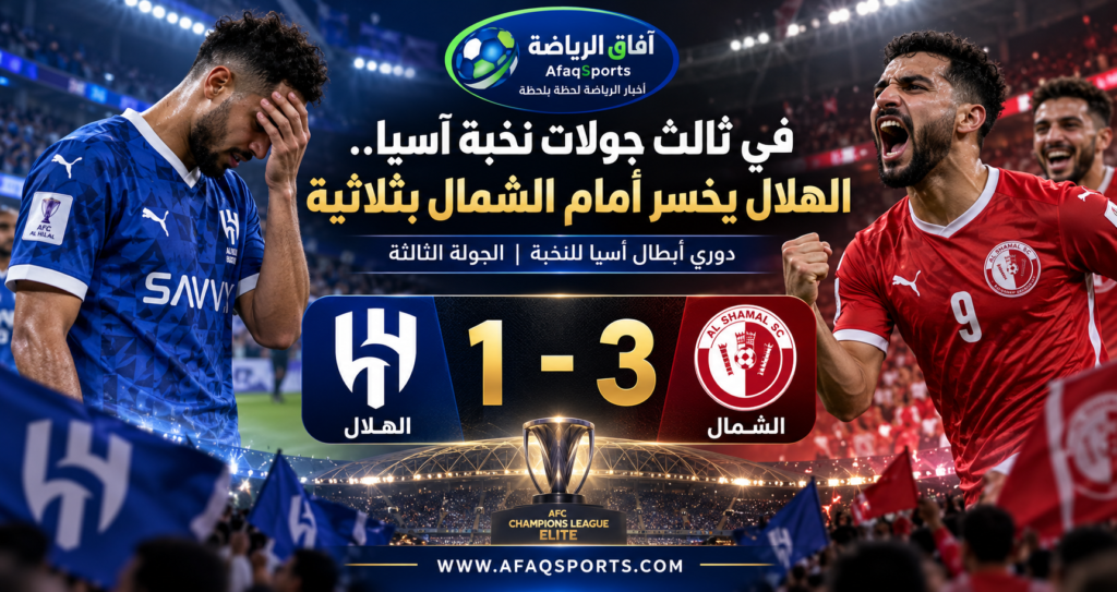 الهلال يخسر أمام الشمال القطري بثلاثة أهداف مقابل هدف في الجولة الثالثة من دوري أبطال آسيا للنخبة 2026-2027
